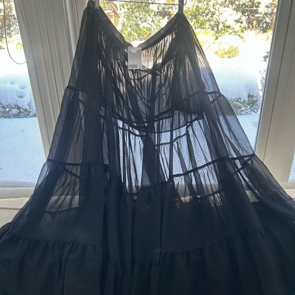 H&M Black Sheer Layered Skirt with Torrid shoes